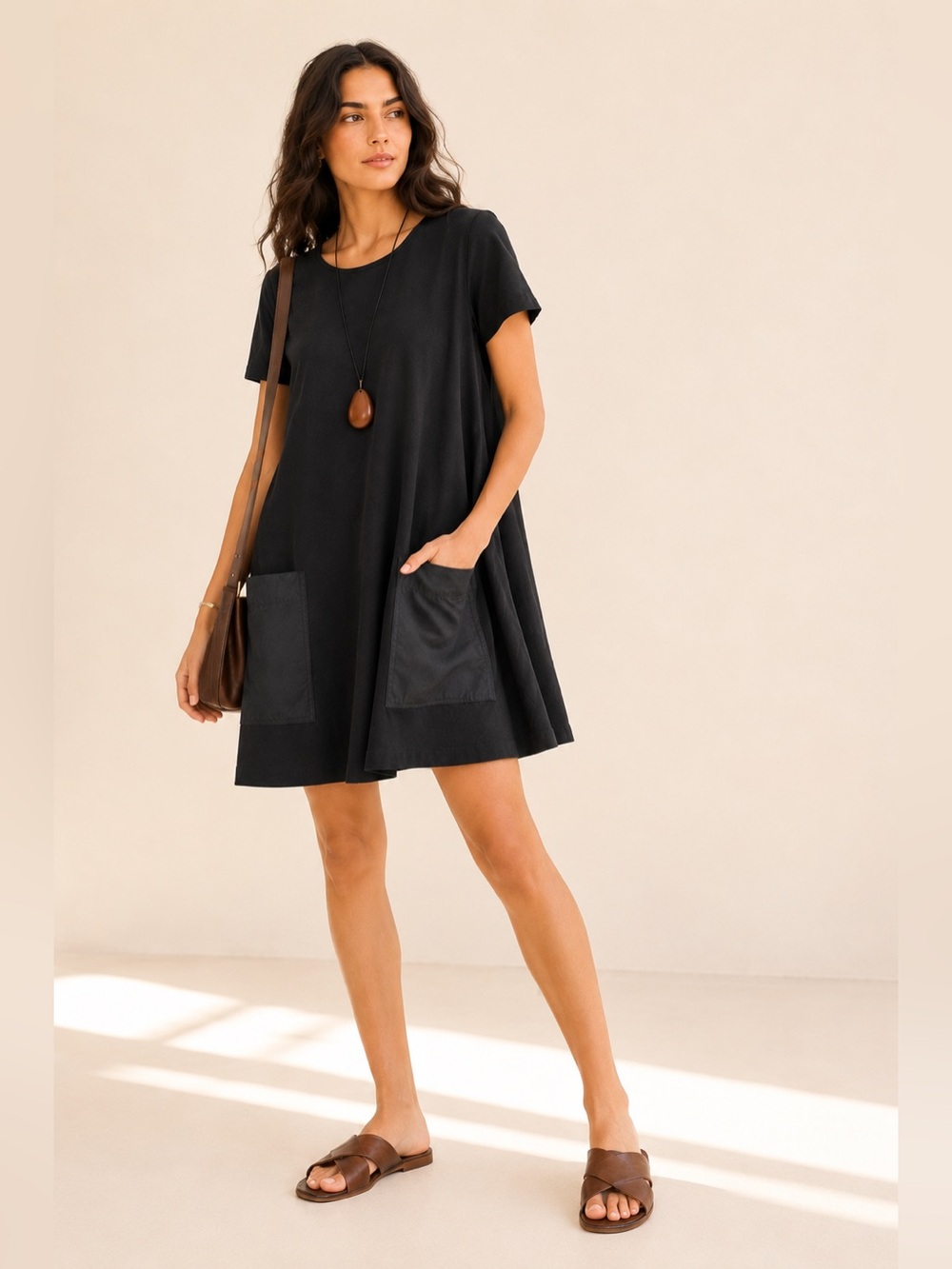 COS Minimalist Oversized Pocket Mini Dress Portugal Cotton Stretch Size S